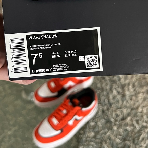 WOMEN Air Force 1 AF1 Shadow Rush Orange Black Guava Ice Platform Sneakers - Picture 12 of 12